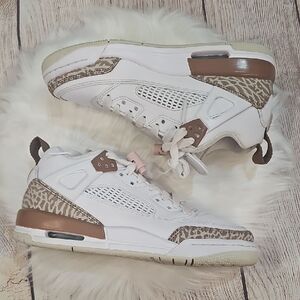 Kids Jordan Spizike Brown And White